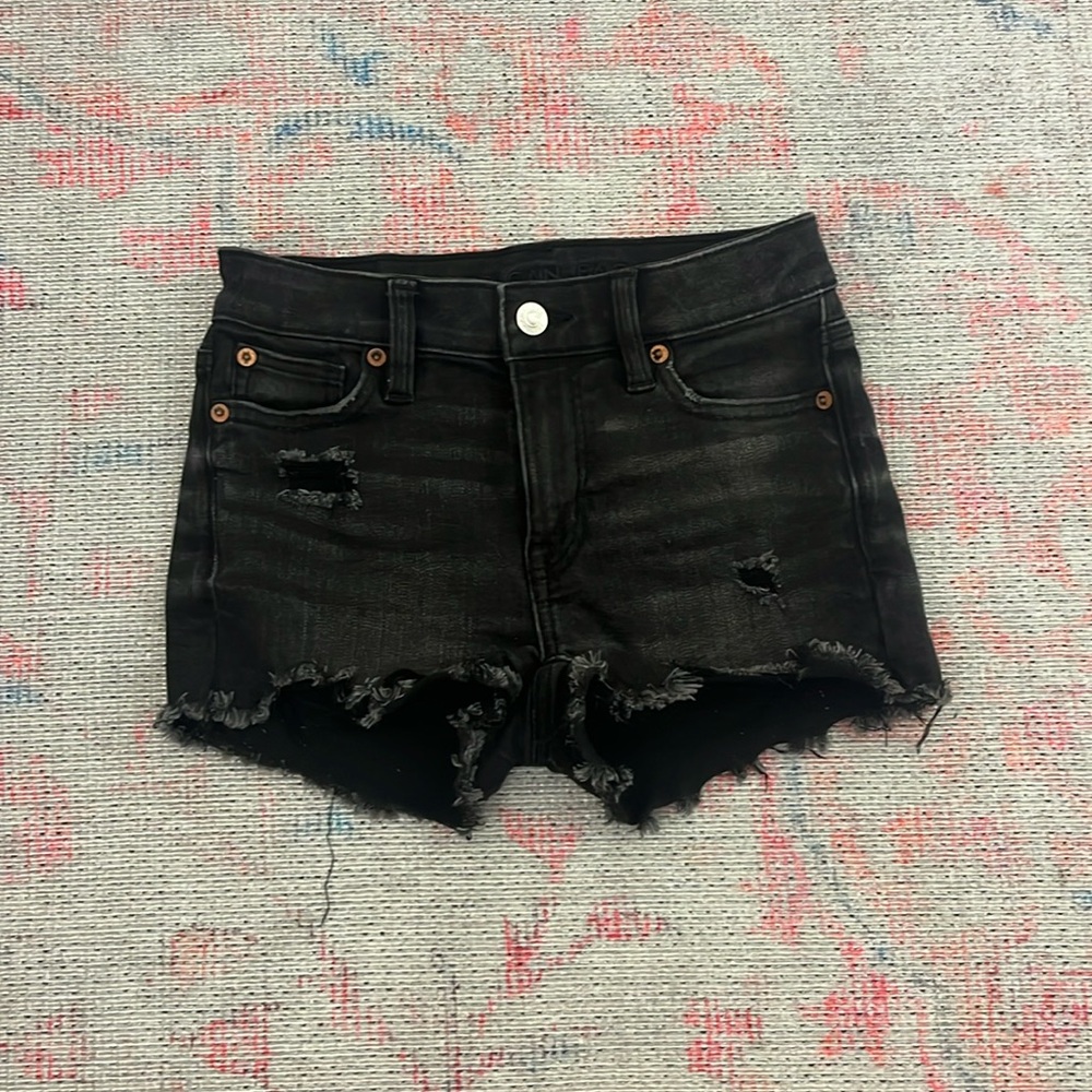american eagle black jean shorts size 000